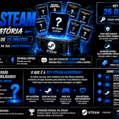 # 🎮 KEY STEAM ALEATÓRIA – KEY STEAM 25 DÍGITOS 🔑