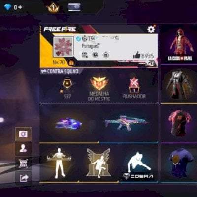 CONTA FF LVL 70 | XM8 ROXA TRIBUTADA + 545 PEITORAIS (leia descrição)