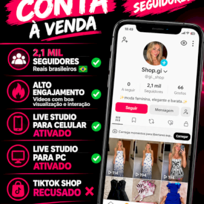 🔥 **CONTA TIKTOK 2k+ SEGUIDORES | PERFIL ATIVO E BEM ENGAJADO 🚀*