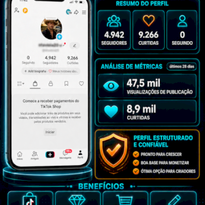 Conta tiktok shop | 4.9k seguidores | Pronta para crescer