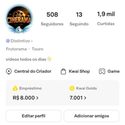 CONTA KWAI COM 500 SEGUIDORES
