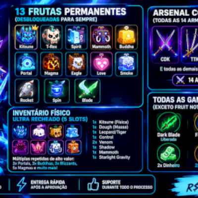 SUPERCONTA DE BLOX FRUITS 30 MIL ROBUX GASTOS 13 FRUTAS PERMANENTES! R$1,300,00