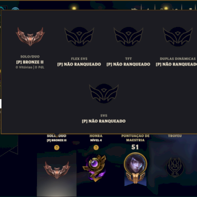 Bronze 2 com 70 Champs e 49 Skins ( MONO ADC )
