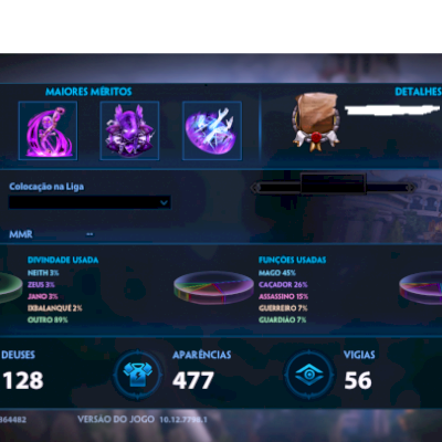 Vendo conta do Smite Nivel 155, 477 Skins (Varias exclusivas e limitadas)