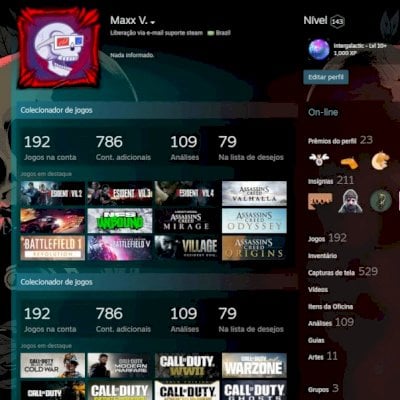 Duas Conta Steam 320 jogos com csprime