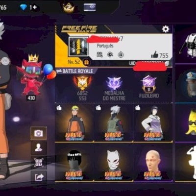 Conta free fire 3 conjunto Naruto