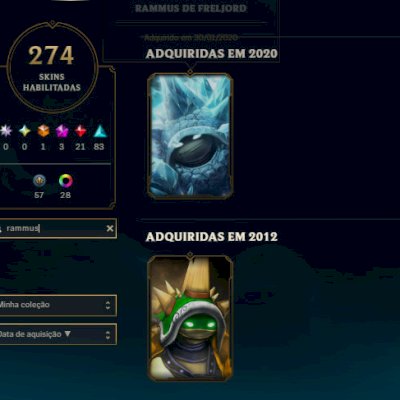 Conta lol rara janna vitoriosa, elise vitoriosa e rammus rei