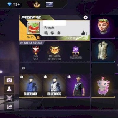 CONTA FREE FIRE — BLUE LOCK, AS DUAS CORES