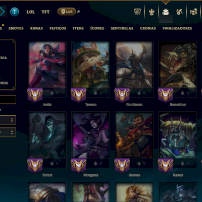 Esmeralda 4 com TODOS os Champs e 223 Skins (TOP / SUP / JG)