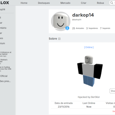 conta do roblox de 2016, não tem nada, avaliada em até 150 reais por ser velha