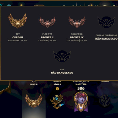 Bronze 4 com TODOS os Champs e 424 Skins +4 Prestigios