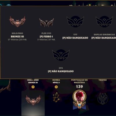 Bronze 3 com 60 Champs e 47 Skins ( Mais de 30 Jogos )
