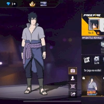 CONTA DE FREE FIRE BÁSICA COM CONJUNTOS DA PARCERIA NARUTO