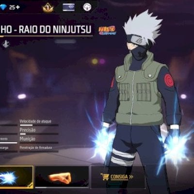 CONTA FF NIVEL 18 COM PUNHO RAIO DO NINJUTSU + SKIN KAKASHI (SEU EMAIL)
