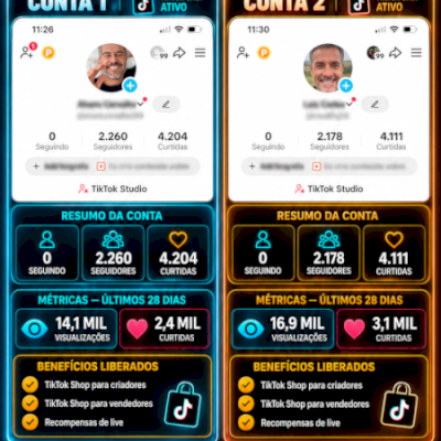 Contas TikTok Shop | 2K+ Seguidores Cada | Prontas para Crescer