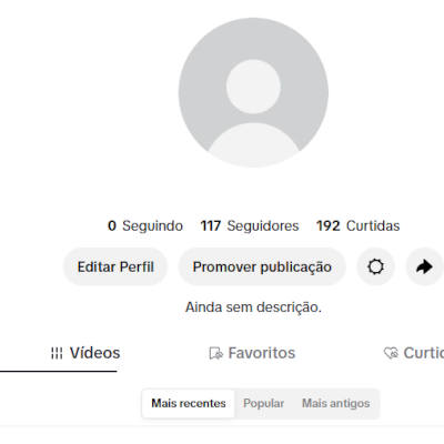 CONTA TIK TOK 117 SEGUIDORES E 192 CURTIDAS (CONTAS TIK TOK)