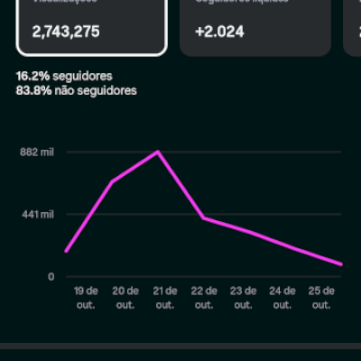 conta 2.085 seguidores organico engajada