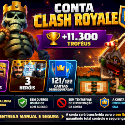 conta clash royale +11300 troféus arena 27