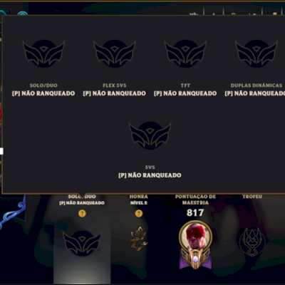 Unranked com TODOS os Champs e 182 Skins ( Nivel 518 )