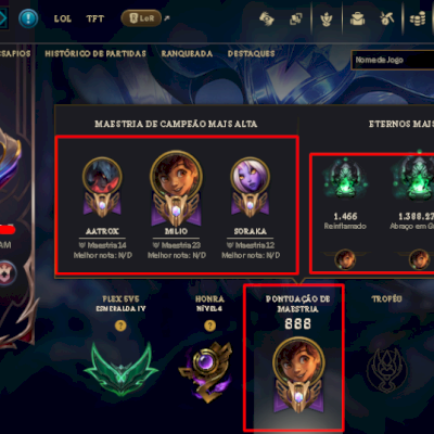 CONTA [MONOCHAMPION] MONO AATROX+CROMA ELITE DRX+ SKINS 382-FULL DADOS DA CONTA