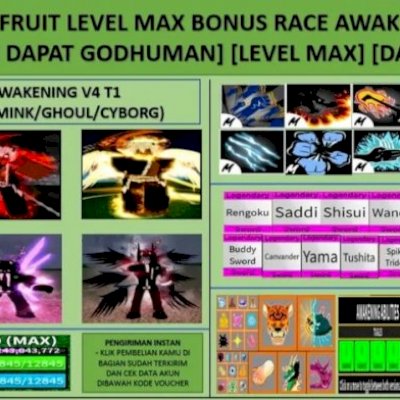 Conta Blox Fruits MAX Level 2550 + Race Awakening V4 T1 + Godhuman + Raridades!