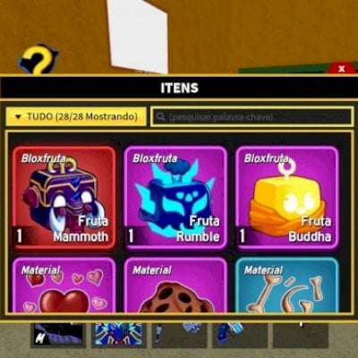 Conta antiga com kitsune equipada e mamute no inventario+frutas aleatorias