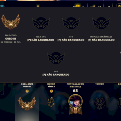 CONTA SMURF LOL RANKED LIBERADA | 3 SKINS | OURO 3- FULL ACESSO