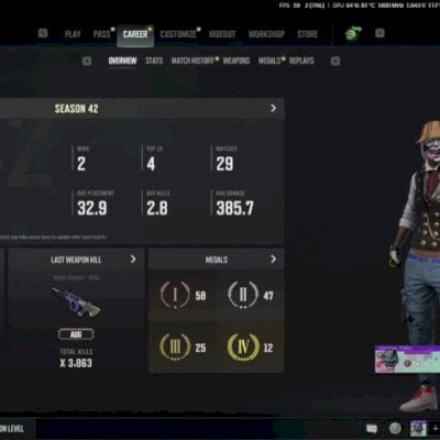 Conta de PUBG com mais de 3200 horas de jogo, com 10 Armas progressivas LVL 500