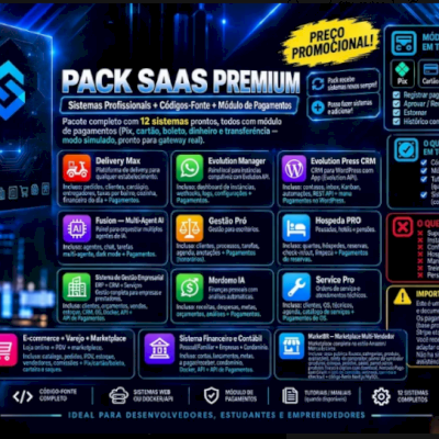 Pack Sistemas Profissionais + Códigos-Fonte Completos