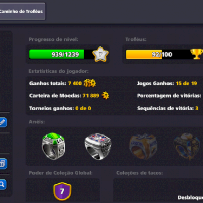 Conta Basica 8ball pool para iniciante top de mais nome raro