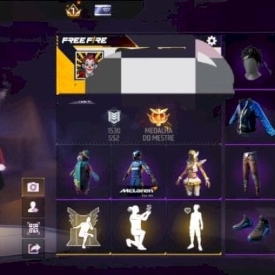 conta free fire com passe mano Max/ calça down/ e mais