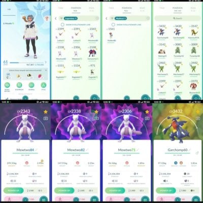 CONTA LVL 61 + 184 SHINYS + 3 Mewtwo  + 3M STARDUST 012A