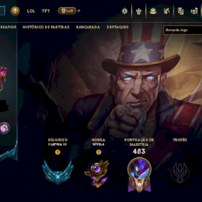 CONTA COM TODOS OS CAMPEOES E 198 SKINS ( PLATINA 3 SOLODUO E FLEX)