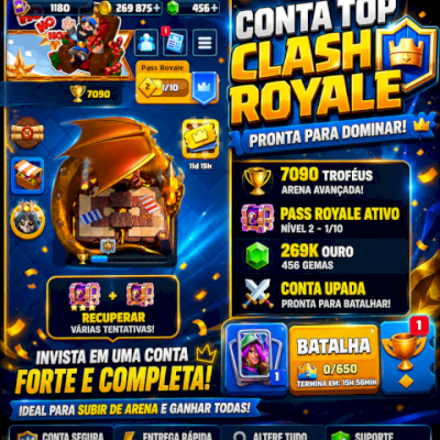 conta clash royale 7000 troféus arena 19