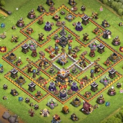 Centro de Vila 11 + 7.100 gemas + Decorações (5 construtores)