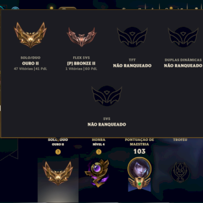 Ouro 2 com 60 Champs e 21 Skins ( MAIN ADC )