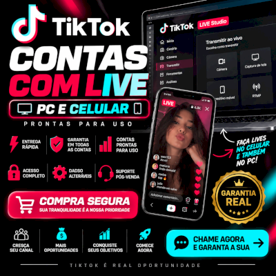 ✅CONTAS TIKTOK LIVE PC/CELULAR 1k~10k SEGUIDORES REAIS