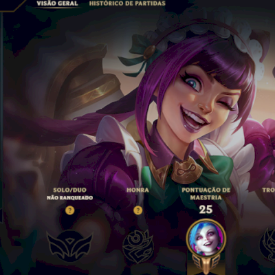 Conta lol unranked com skin jinx star guardian ou seraphine kda