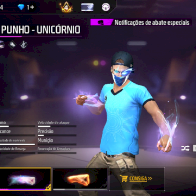 Conta FF Nv 60 | Conjunto Numerado + MP5 Evolutiva Nv 4 + Punho Unicórnio