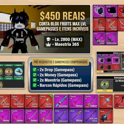 👑 CONTA MAX LVL 2800 | 11/11 ESTILOS | V4 ATIVA | ITENS MÍTICOS & GAMEPASSES!