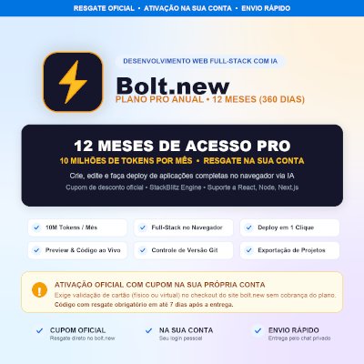 BOLT NEW PRO 12 MESES | CUPOM OFICIAL ANUAL | NA SUA CONTA
