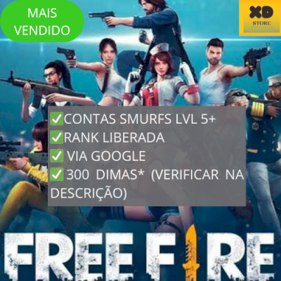 CONTAS FREE FIRE SMURF LVL 5+ COM RANK LIBERADA + 300 DIAMANTES
