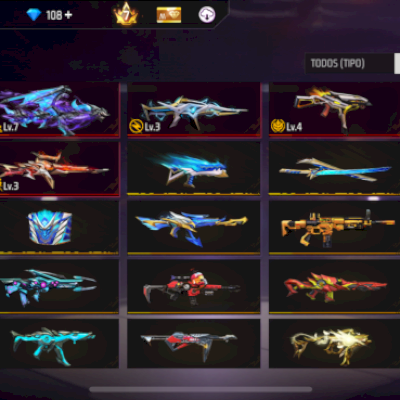Primeiro e segundo passe conta de free fire 2018 muito gemada e rara
