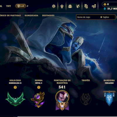 Conta esmeralda 2 com 68 skins e todos os champs.