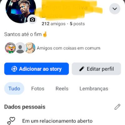 Conta Facebook 212 amigos criada em 2025