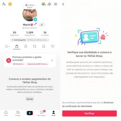 CONTA DO TIKTOK COM SHOP ATIVO 1k SEGUIDORES REAIS (LIVE STUDIO ATIVO)