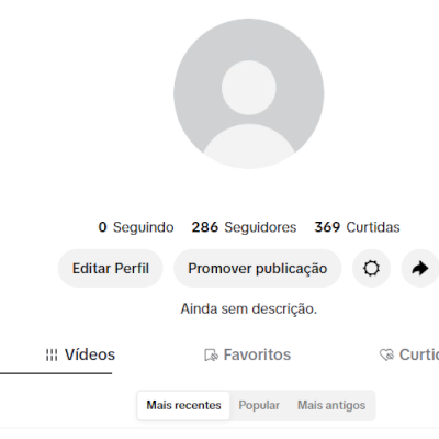 CONTA TIK TOK 286 SEGUIDORES E 369 CURTIDAS (CONTAS TIK TOK)