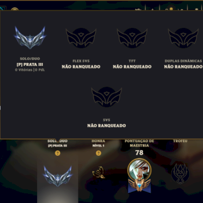 Prata 3 com 90 Champs e 45 Skins ( MID / JG / ADC )