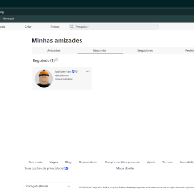 conta de 2009, COM o criador do jogo seguido