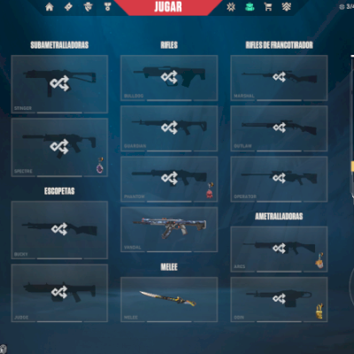 Conta de valorant com champions 24 e outras skins.